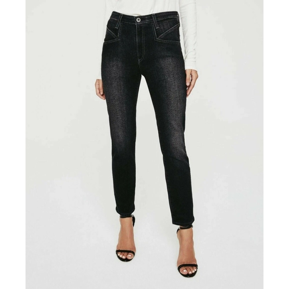 AG Adriano Goldschmied The Isabelle High Rise Straight Crop Jeans Black 29R